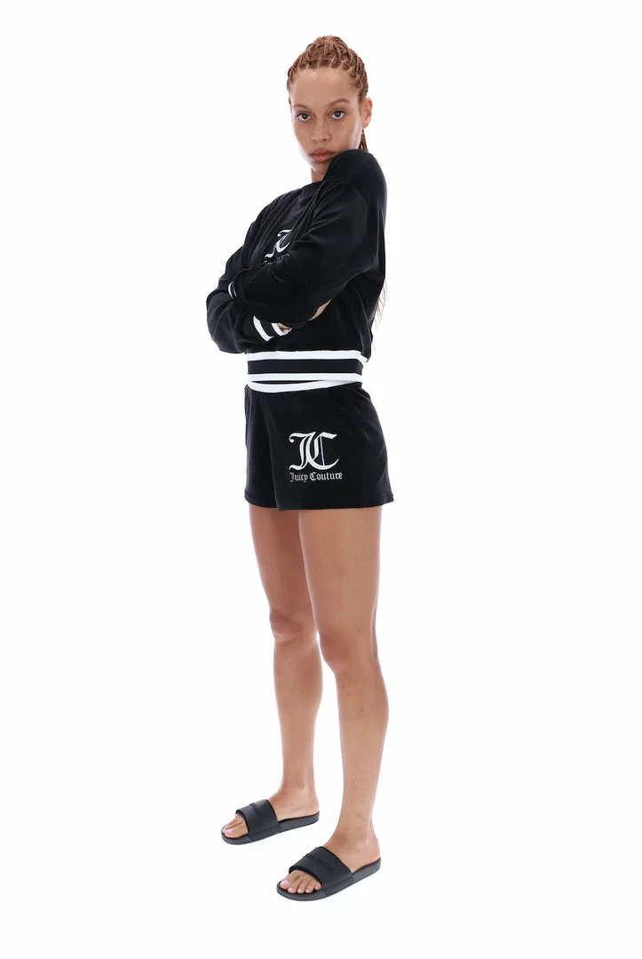 JUICY COUTURE TRACKSUITS BLACK BOYFRIEND VELOUR SHORTS