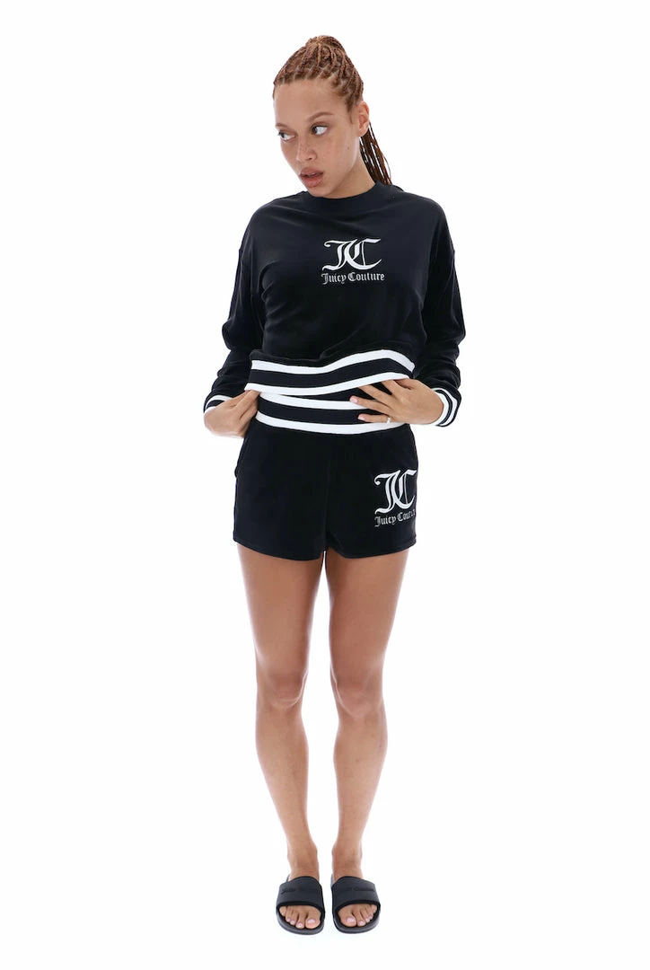 JUICY COUTURE TRACKSUITS BLACK BOYFRIEND VELOUR SHORTS