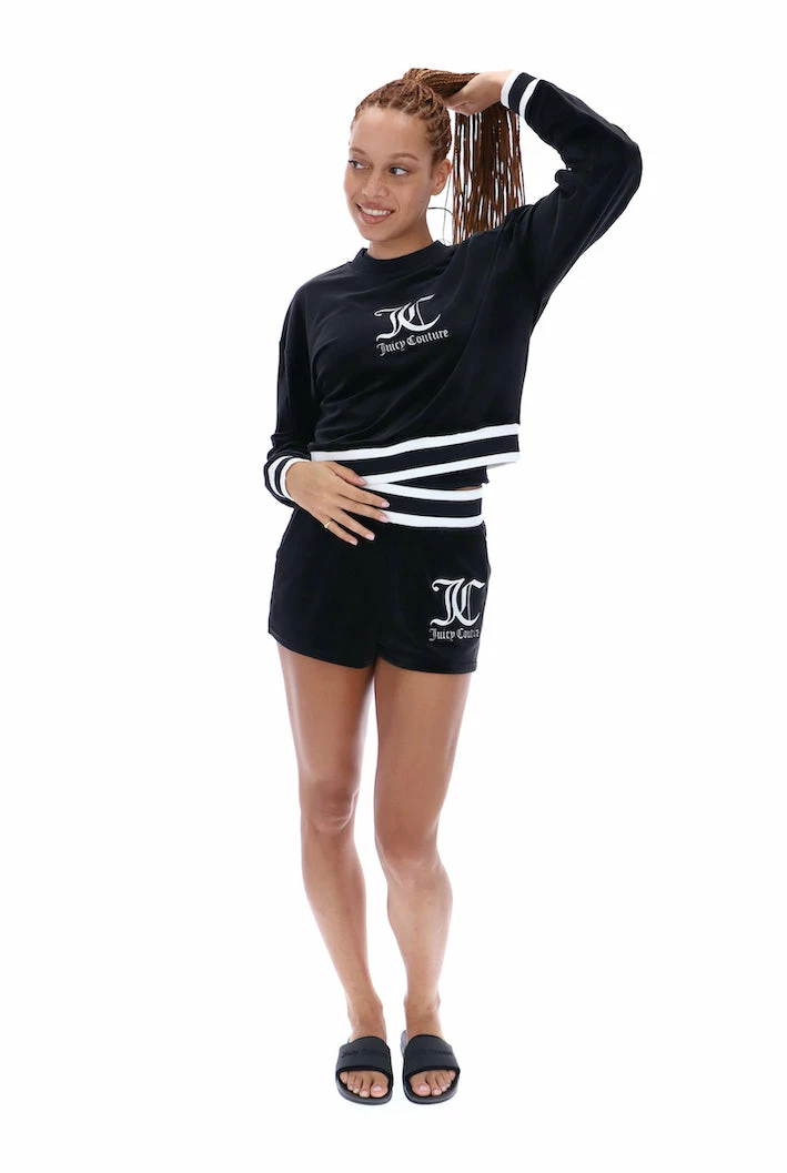 JUICY COUTURE TRACKSUITS BLACK BOYFRIEND VELOUR SHORTS