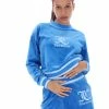 JUICY COUTURE PRINCESS BLUE VELOUR CREW NECK SWEATSHIRT