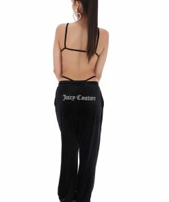 JUICY COUTURE TOPS BLACK FLOCKED MONOGRAM MESH TRIANGLE BRA