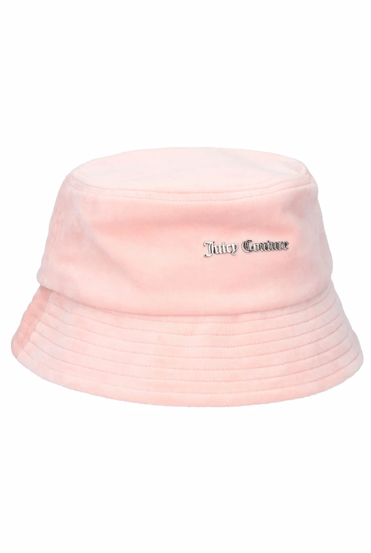 JUICY COUTURE SPRING SUMMER '22 COLLECTION PALE PINK VELOUR BUCKET HAT