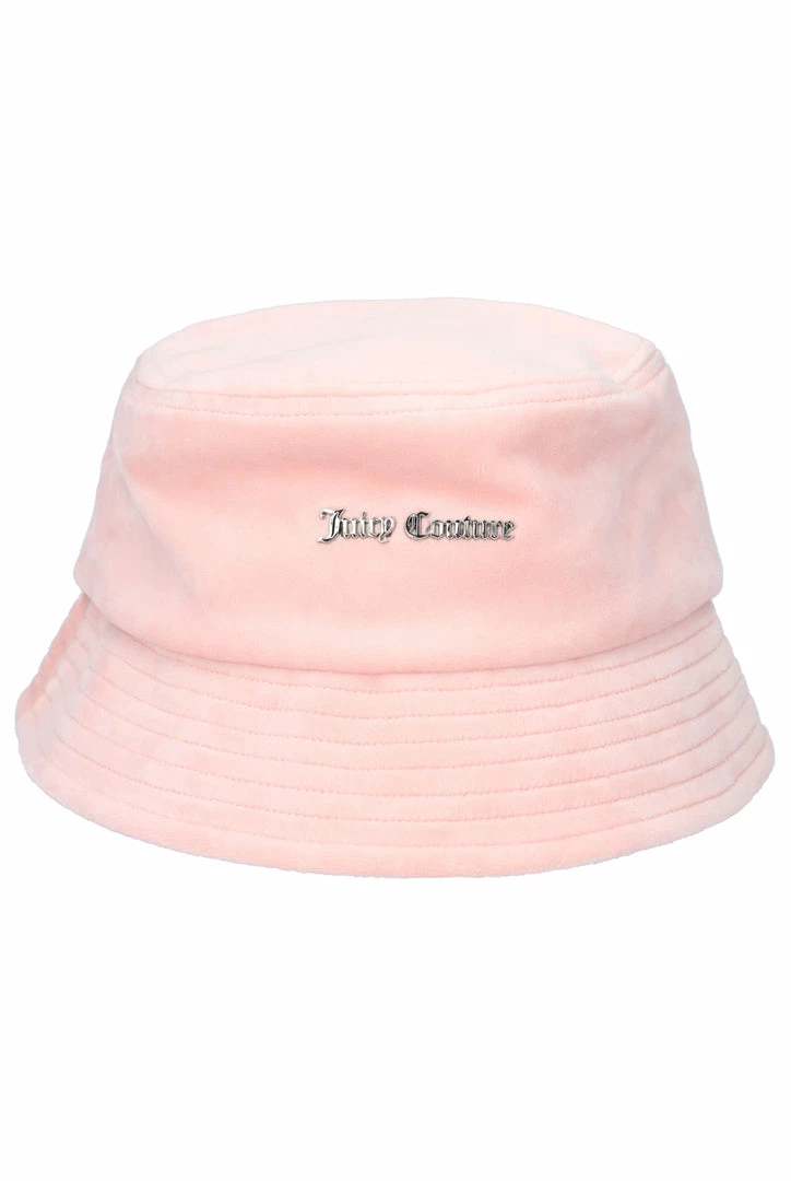 JUICY COUTURE SPRING SUMMER '22 COLLECTION PALE PINK VELOUR BUCKET HAT