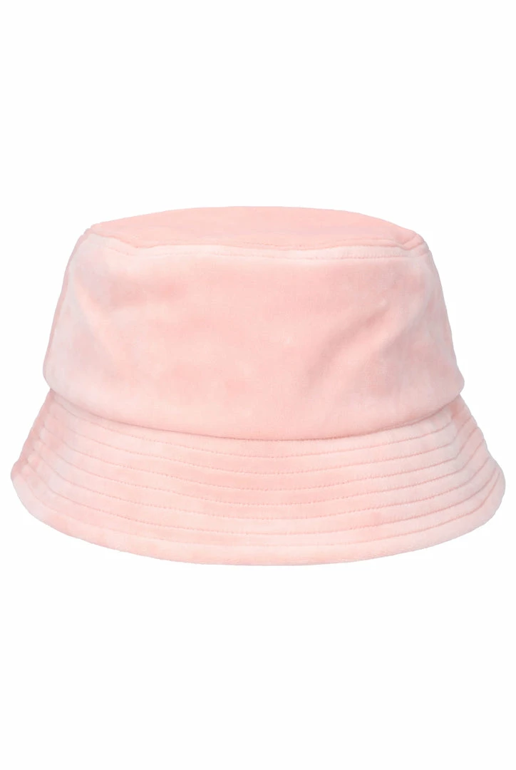 JUICY COUTURE SPRING SUMMER '22 COLLECTION PALE PINK VELOUR BUCKET HAT