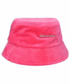 JUICY COUTURE SPRING SUMMER '22 COLLECTION FLURO PINK VELOUR BUCKET HAT