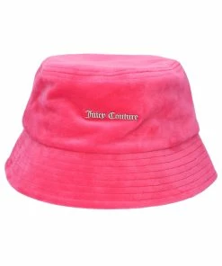 JUICY COUTURE SPRING SUMMER '22 COLLECTION FLURO PINK VELOUR BUCKET HAT