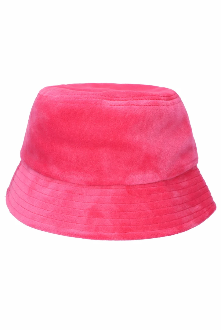 JUICY COUTURE SPRING SUMMER '22 COLLECTION FLURO PINK VELOUR BUCKET HAT