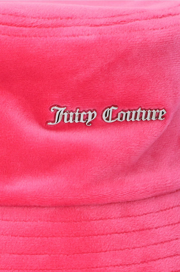 JUICY COUTURE SPRING SUMMER '22 COLLECTION FLURO PINK VELOUR BUCKET HAT