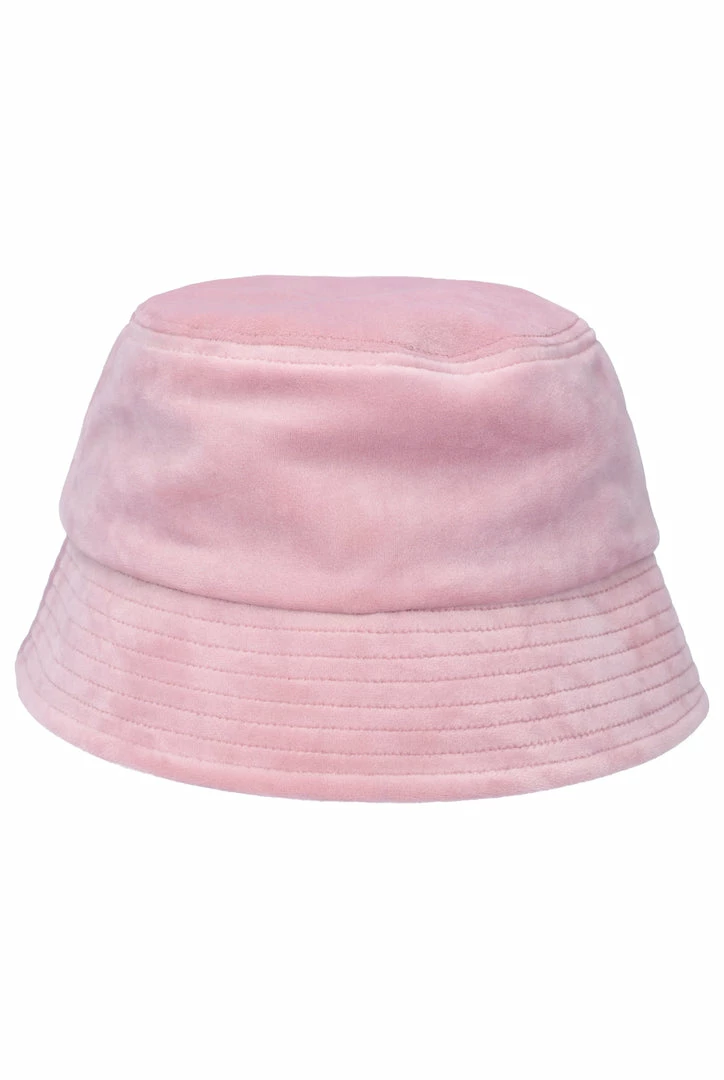 JUICY COUTURE KEEPSAKE LILAC VELOUR BUCKET HAT