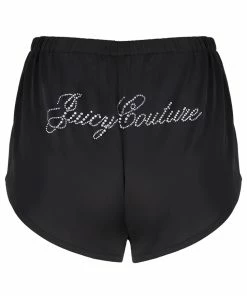 JUICY COUTURE BOTTOMS BLACK DIAMANTE SATIN PYJAMA SHORTS