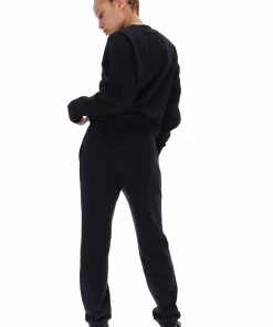 JUICY COUTURE TRACKSUITS BLACK FLOCKED CREW NECK SWEATSHIRT