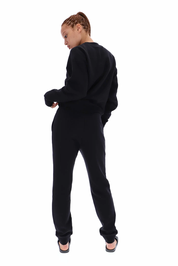 JUICY COUTURE TRACKSUITS BLACK FLOCKED CREW NECK SWEATSHIRT