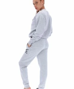 JUICY COUTURE SILVER MARL FLOCKED BOYFRIEND CUFFED JOGGER