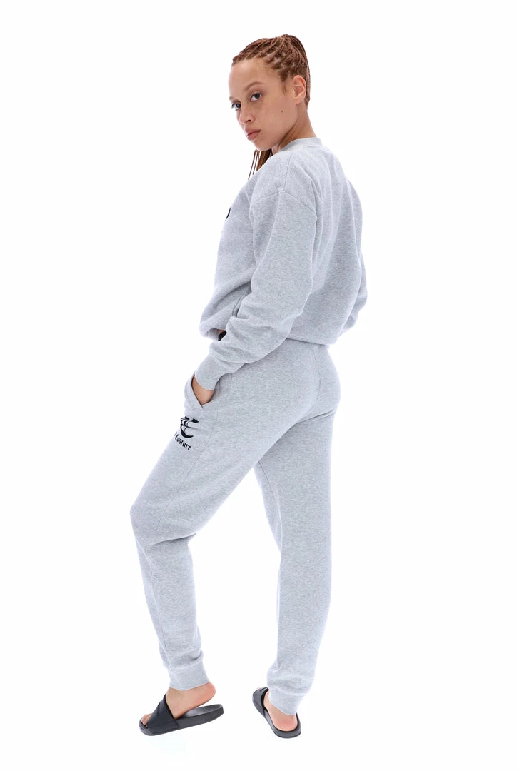 JUICY COUTURE SILVER MARL FLOCKED BOYFRIEND CUFFED JOGGER