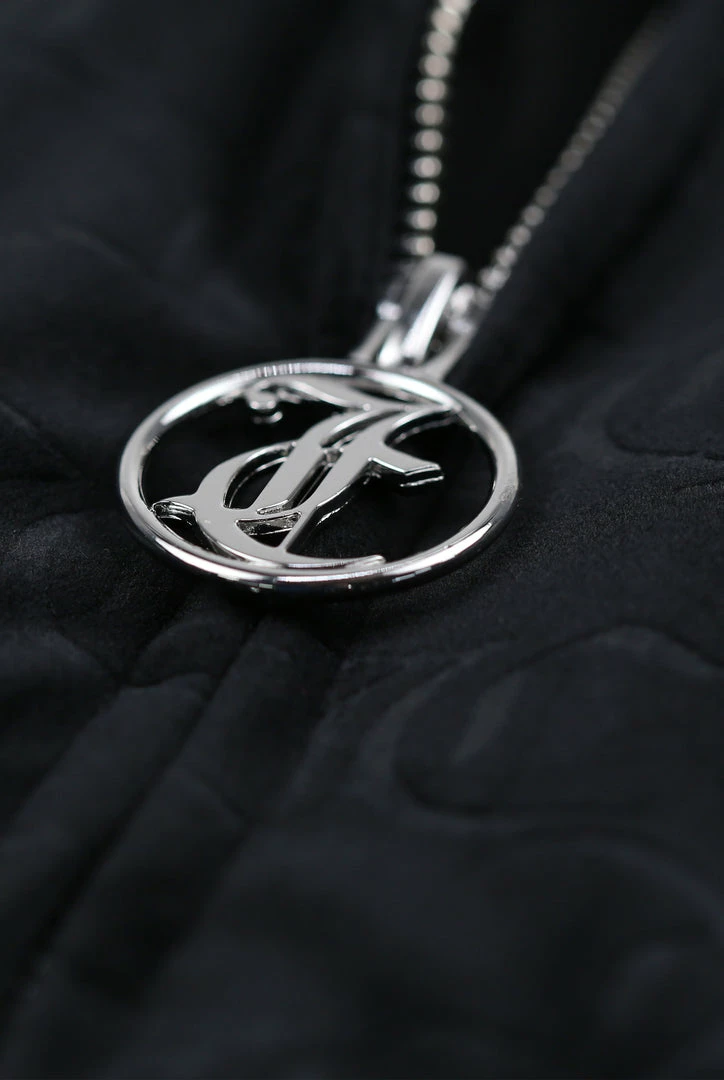 JUICY COUTURE DRESSES BLACK DEBOSSED PANELLED VELOUR TRACK DRESS