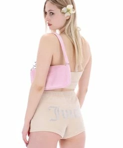 JUICY COUTURE PINK PETAL VELOUR CHARM SHOULDER BAG SPRING SUMMER '22 COLLECTION