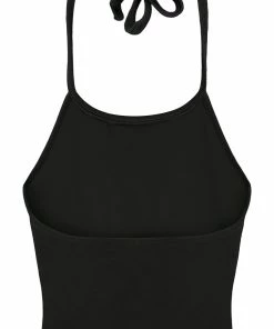 JUICY COUTURE BLACK VELOUR DIAMANTE HALTER TOP