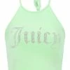 JUICY COUTURE MINT VELOUR DIAMANTE HALTER TOP