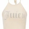 JUICY COUTURE SPRING SUMMER '22 COLLECTION BRAZILLIAN SAND VELOUR DIAMANTE HALTER TOP