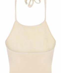 JUICY COUTURE SPRING SUMMER'22 COLLECTION BRAZILLIAN SAND VELOUR DIAMANTE HALTER TOP