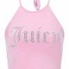 JUICY COUTURE PINK PETAL VELOUR DIAMANTE HALTER TOP SPRING SUMMER '22 COLLECTION