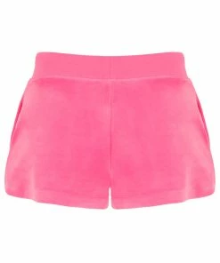 JUICY COUTURE FLURO PINK CLASSIC VELOUR TRACK SHORT
