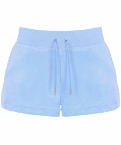 JUICY COUTURE SPRING SUMMER '22 COLLECTION POWDER BLUE CLASSIC VELOUR TRACK SHORT