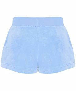 JUICY COUTURE SPRING SUMMER'22 COLLECTION POWDER BLUE CLASSIC VELOUR TRACK SHORT