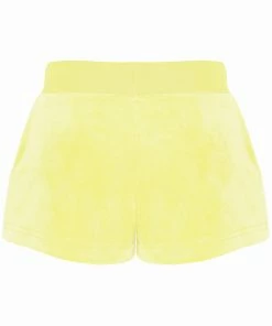 JUICY COUTURE YELLOW PEAR CLASSIC VELOUR TRACK SHORT SPRING SUMMER'22 COLLECTION