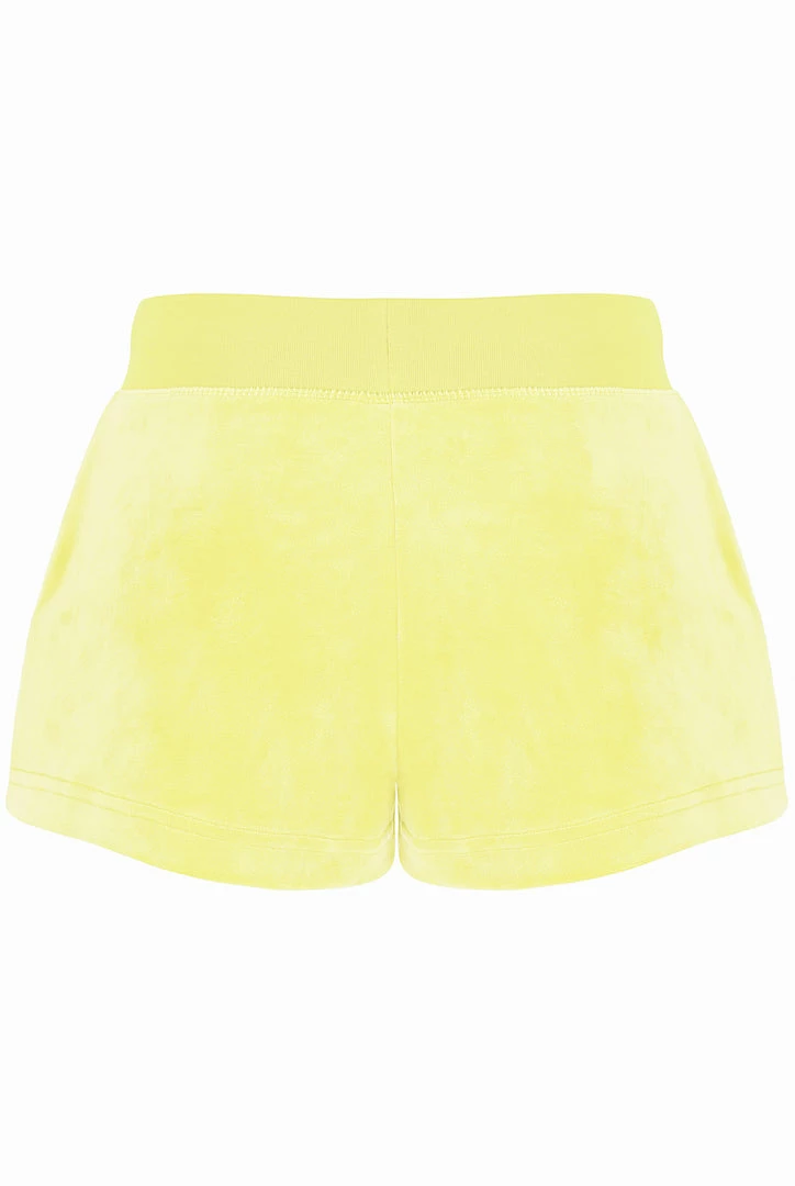 JUICY COUTURE YELLOW PEAR CLASSIC VELOUR TRACK SHORT SPRING SUMMER '22 COLLECTION