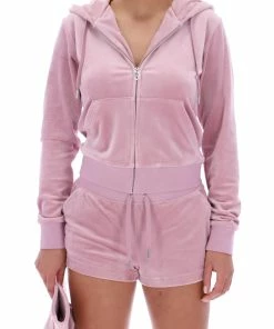 JUICY COUTURE KEEPSAKE LILAC CLASSIC VELOUR TRACK SHORT