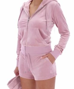 JUICY COUTURE KEEPSAKE LILAC CLASSIC VELOUR TRACK SHORT