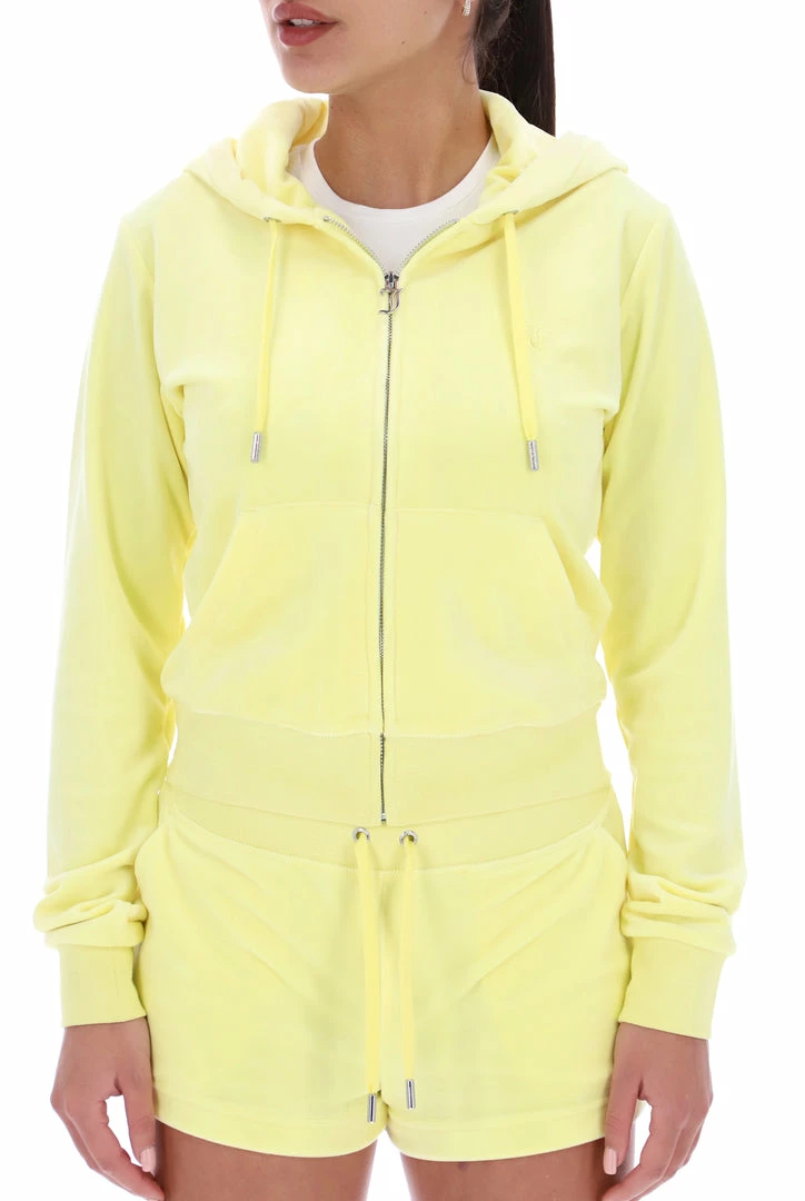 JUICY COUTURE YELLOW PEAR CLASSIC VELOUR TRACK SHORT SPRING SUMMER '22 COLLECTION