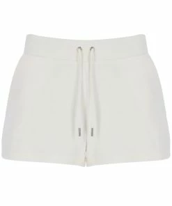 JUICY COUTURE CREAM LUXE VELOUR TRACK SHORT
