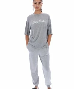 JUICY COUTURE SILVER MARL BAMBOO BOYFRIEND TEE