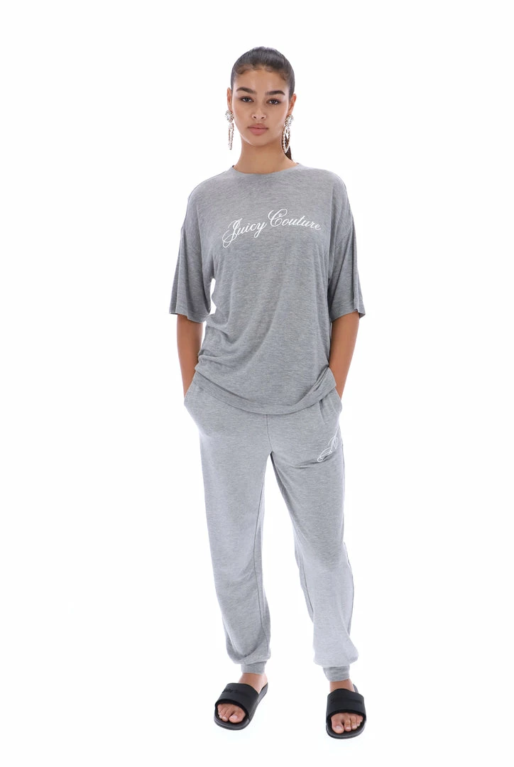 JUICY COUTURE SILVER MARL BAMBOO BOYFRIEND TEE
