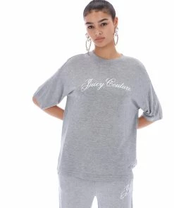 JUICY COUTURE SILVER MARL BAMBOO BOYFRIEND TEE