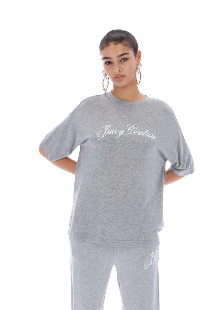 JUICY COUTURE SILVER MARL BAMBOO BOYFRIEND TEE