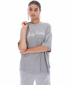 JUICY COUTURE SILVER MARL BAMBOO BOYFRIEND TEE