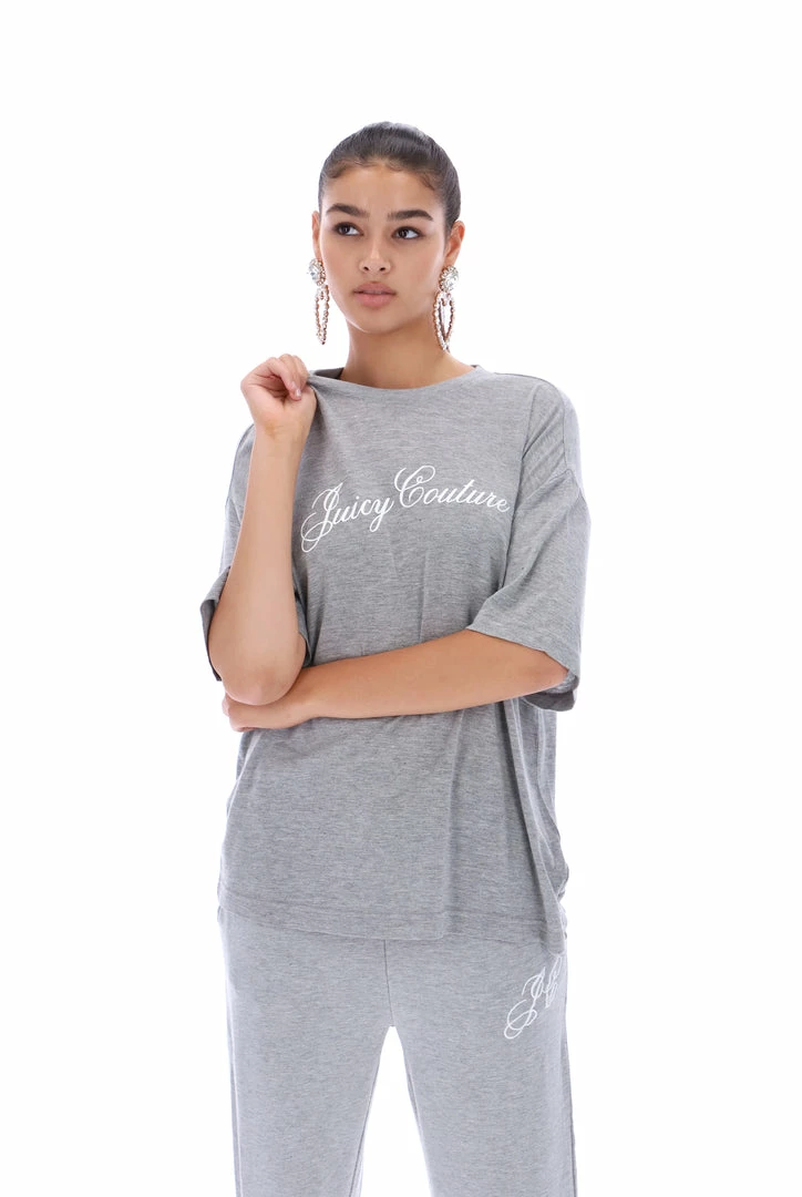 JUICY COUTURE SILVER MARL BAMBOO BOYFRIEND TEE