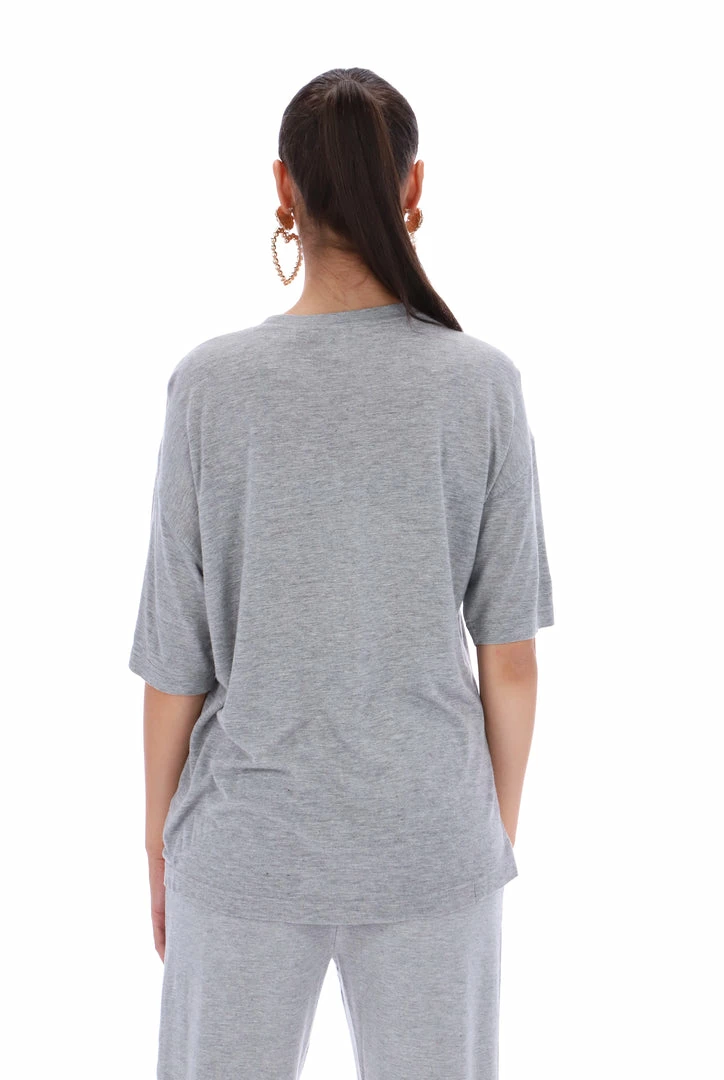 JUICY COUTURE SILVER MARL BAMBOO BOYFRIEND TEE