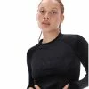 JUICY COUTURE TOPS BLACK LONG SLEEVE VELVET SPORTS CROPPED TOP