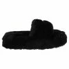 JUICY COUTURE BLACK FUR STACKED SLIPPERS