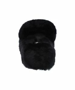 JUICY COUTURE BLACK FUR STACKED SLIPPERS
