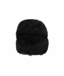 JUICY COUTURE BLACK FUR STACKED SLIPPERS