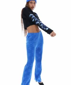 JUICY COUTURE TOPS BLACK CROPPED LONG SLEEVE FLAME GRAPHIC TEE