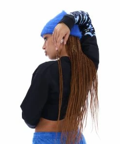 JUICY COUTURE TOPS BLACK CROPPED LONG SLEEVE FLAME GRAPHIC TEE