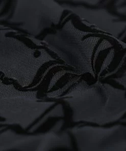 JUICY COUTURE TOPS BLACK FLOCKED MONOGRAM MESH TRIANGLE BRA