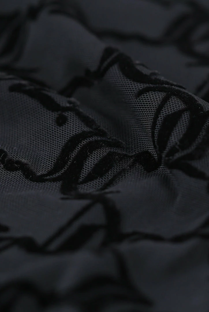 JUICY COUTURE BLACK MESH MONOGRAM FLOCKED BODY