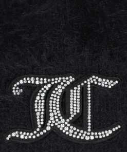JUICY COUTURE BLACK FLUFFY KNIT DIAMANTE BEANIE ACCESSORIES